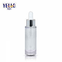 Cylinder Shape Cosmetic Packaging Essence Bottle , PETG Plastic Dropper Bottle 30ml