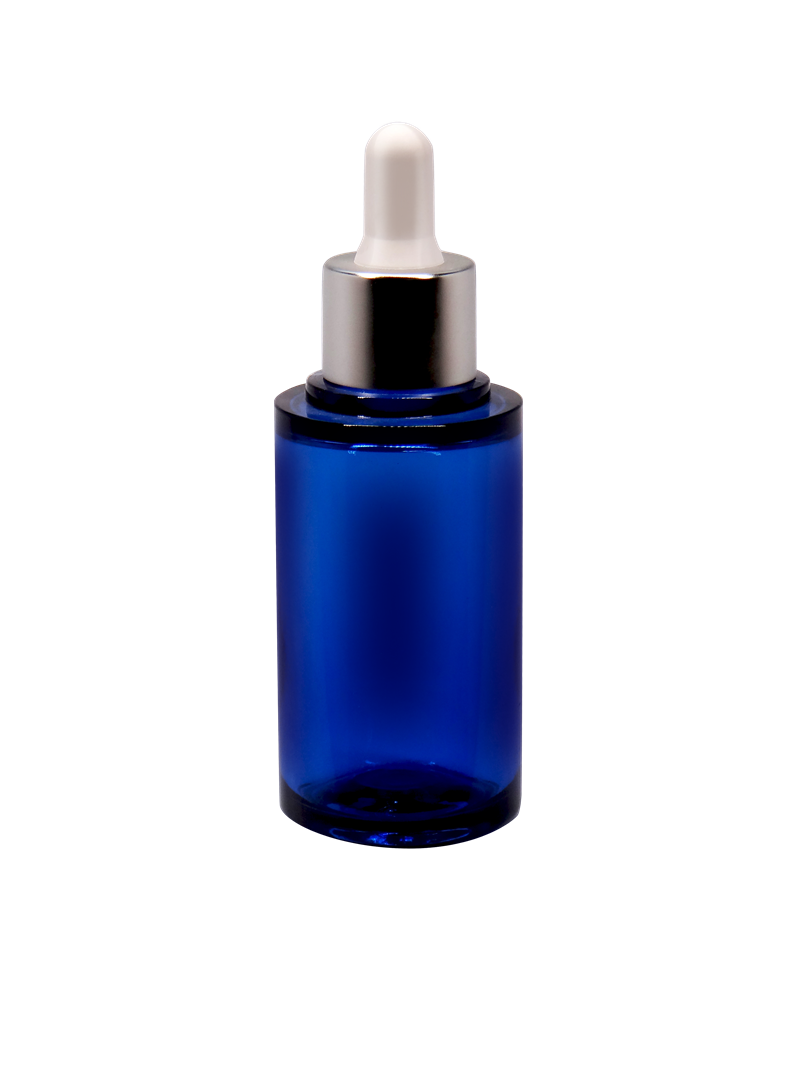 Blue 50ml Plastic Serum Bottle With Dropper Anti Bacterial Round Shape