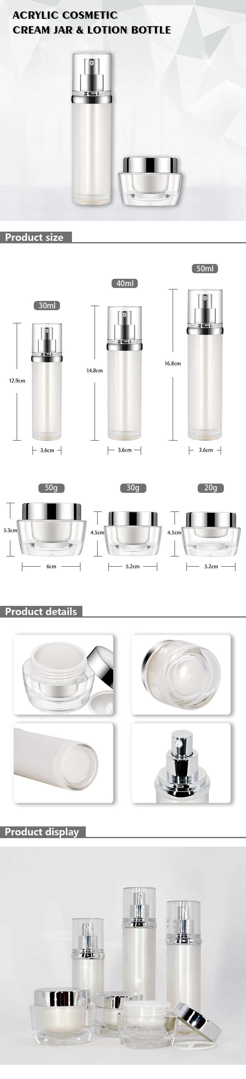 White Acrylic Cosmetic Jar