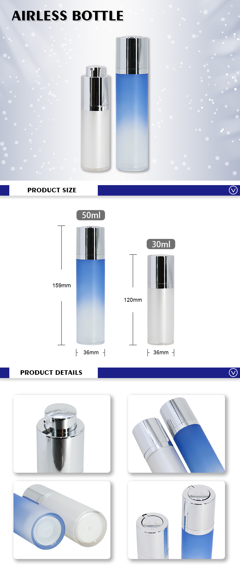 AS Material Beauty Airless Cosmetic Bottles With Pump Cap Wear Resistant