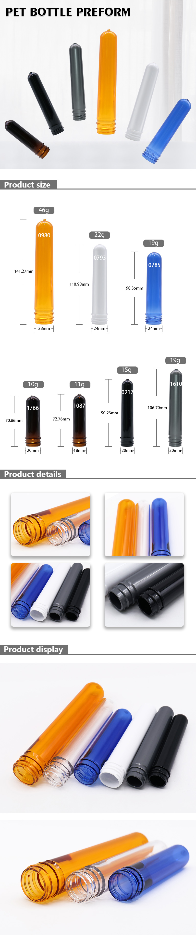 15G 20mm Neck Plastic Bottle Preform , Cosmetic Product Bottle Preform
