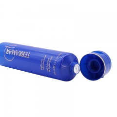 Oval Plastic Cosmetic Tubes For Face Cleanser Silk Printing Blue Color