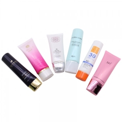 Pink Flat Plastic Cosmetic Packaging Tube / Cosmetic Tube Containers