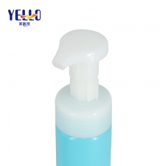 Blue Round Cosmetic Soap Foam Pump Bottle 200ml PET Plastic For Facial Cleanser