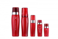 Skincare PETG Plastic Bottles , 100ml Clear Lotion Bottles Red Color