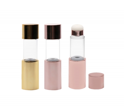 Fancy Airless Cosmetic Bottles Puff On Top Customized Logo Printing