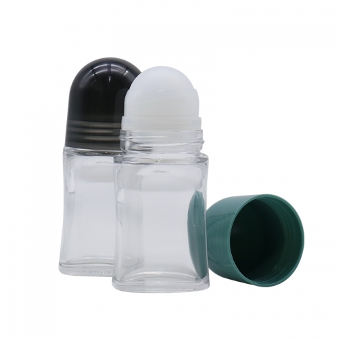 Unique Glass Deodorant Bottle Container 50ml With Roller Ball SGS