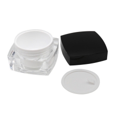Transparent Acrylic Cosmetic Cream Jar 50g Square Shape Black Cap
