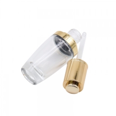 Golden Lid Empty Cosmetic Clear Glass Dropper Bottles With Silk Printing