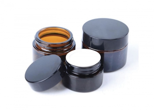 Reusable Amber Glass Cosmetic Jars , Glass Cream Containers 20g 30g 50g