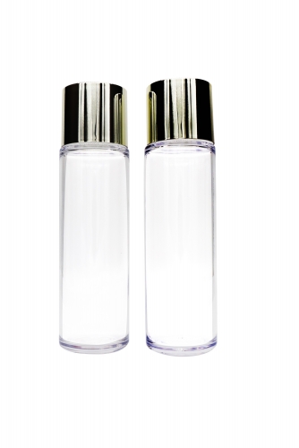 Refillable Cosmetic PET Empty Toner Bottles High Transparent Black Cap
