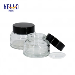 Customized Cosmetic Container Glass Cream Jar With Black Screw Cap