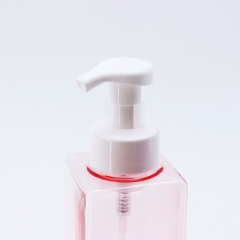 Pink Color Clear Empty Shampoo Bottles PETG Square Hand Wash Bottle With Pump
