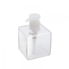 Transparent Square Empty Hand Wash Bottle PETG Material With Lotion Pump