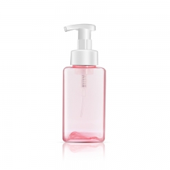 Pink Color Clear Empty Shampoo Bottles PETG Square Hand Wash Bottle With Pump