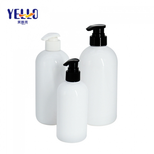 White Round Empty Shampoo Bottles , 500ml PET Plastic Hand Wash Bottle