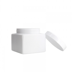 White 500ml Empty Plastic Square Cream Jar For Cosmetic Packaging