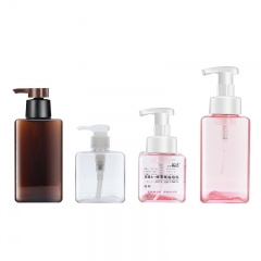 450ml Plastic Amber Square Shampoo Bottles , Empty Body Wash Shower Gel Bottle