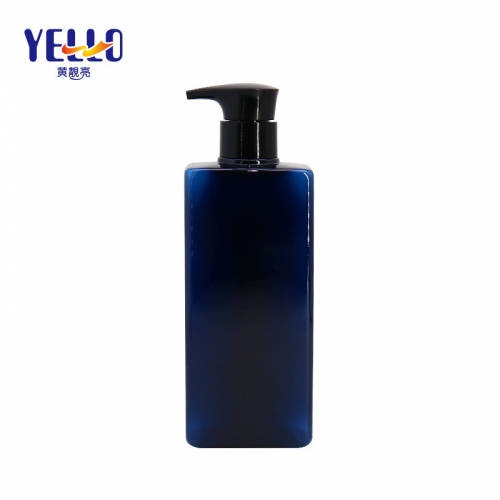 Dark Blue Square Empty Shampoo Bottles 400ml With Pump Dispenser