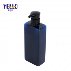 Dark Blue Square Empty Shampoo Bottles 400ml With Pump Dispenser