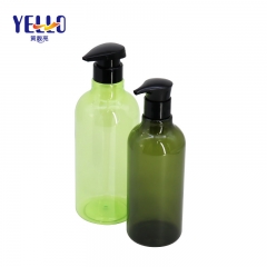Round Shape Green Empty Shampoo Bottles Shower Gel Container With Pump 450ml
