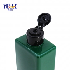 Green Color Empty Square Shampoo Bottle 300ml With Flip Top Cap