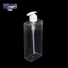 Clear Square PET Plastic Shampoo Bottles 500ml With Pump Dispenser