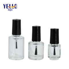 Customized Round Clear Glass Nail Polish Container 5ml 10ml 15ml With Brush Lid