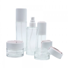 Skin Care Refillable Empty Glass Lotion Bottles With Pump 100 / 120Ml