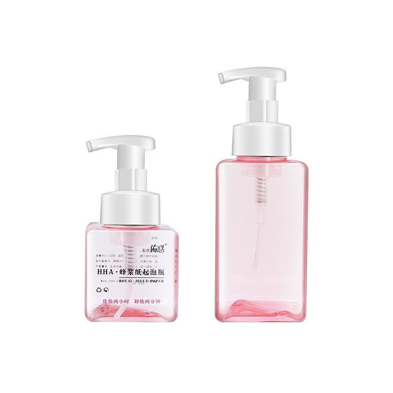 250ml Pink Square Bottles for Shampoo , Eco PETG material Lotion Bottle with Pump