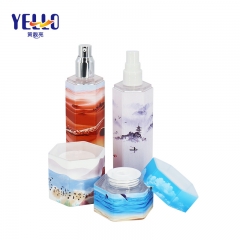 Unique Design Hexagon Empty Bottles and Jars for Skincare Set Chinese Style Printing