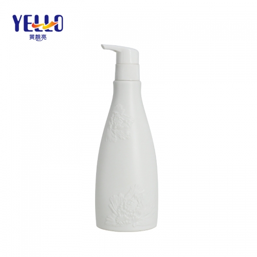 White relief design Lotion Bottles , HPDE Empty Shampoo Bottles Wholesale