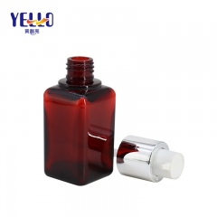 Red Square PET Lotion Bottles , Empty Plastic Bottles for Facial Serum