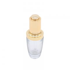 Golden Button Dropper Bottles , 30ml 60ml Glass Essence Oil Bottle with Dropper
