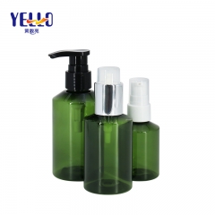 Travel Size Small 100ml 150ml Shampoo Bottles / Green PET Lotion Pump Bottle