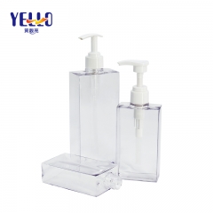 200ml 300ml 500ml Clear Plastic Pump Bottles / Square Shampoo Bottle Wholesale