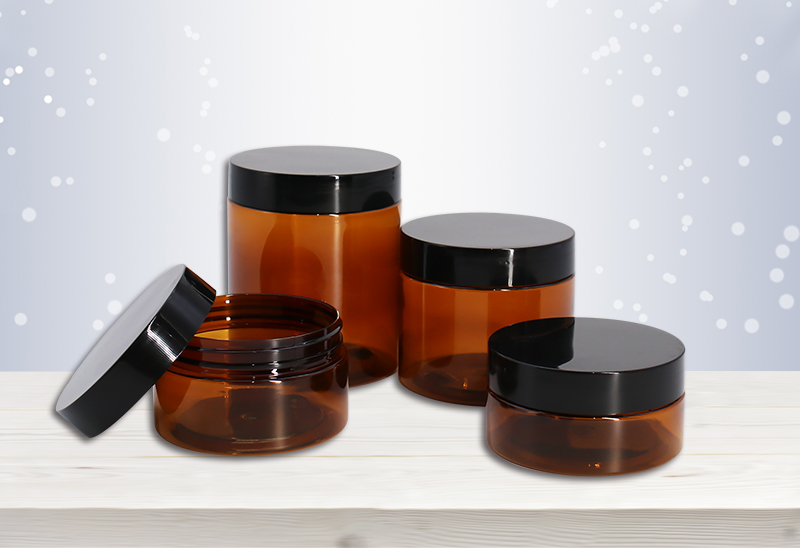 100g 250g Amber Plastic Cosmetic Jars / Empty Body Cream PET Jars Paste Pot