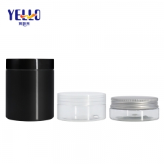 50g 250g Plastic Aluminum Cap Cosmetic Jars / Clear Black Cosmetic Scrub Cream Jars
