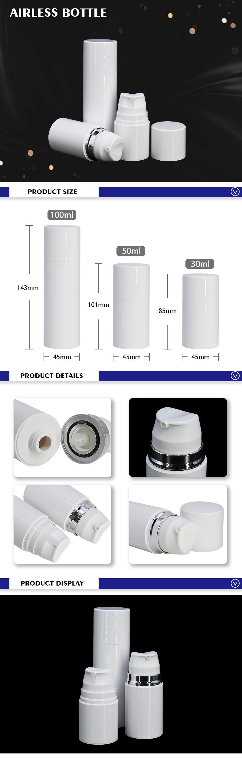 New Launched PCTG Airless Spray Bottle For Lotion / Plastic Liquid Cosmetic Vacuum Containers 100ml