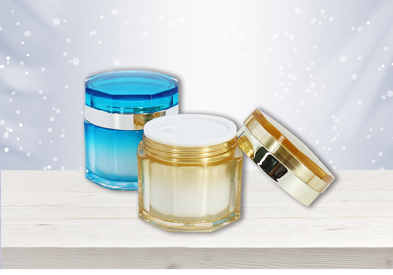 Empty Face Cream Containers , Golden / Blue Color Clear Cosmetic Jars