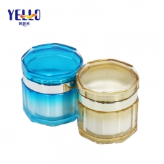 Empty Face Cream Containers , Golden / Blue Color Clear Cosmetic Jars