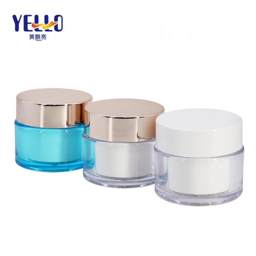 OEM Custom 50g Plastic Cosmetic Cream Jar Container With Gold Lid
