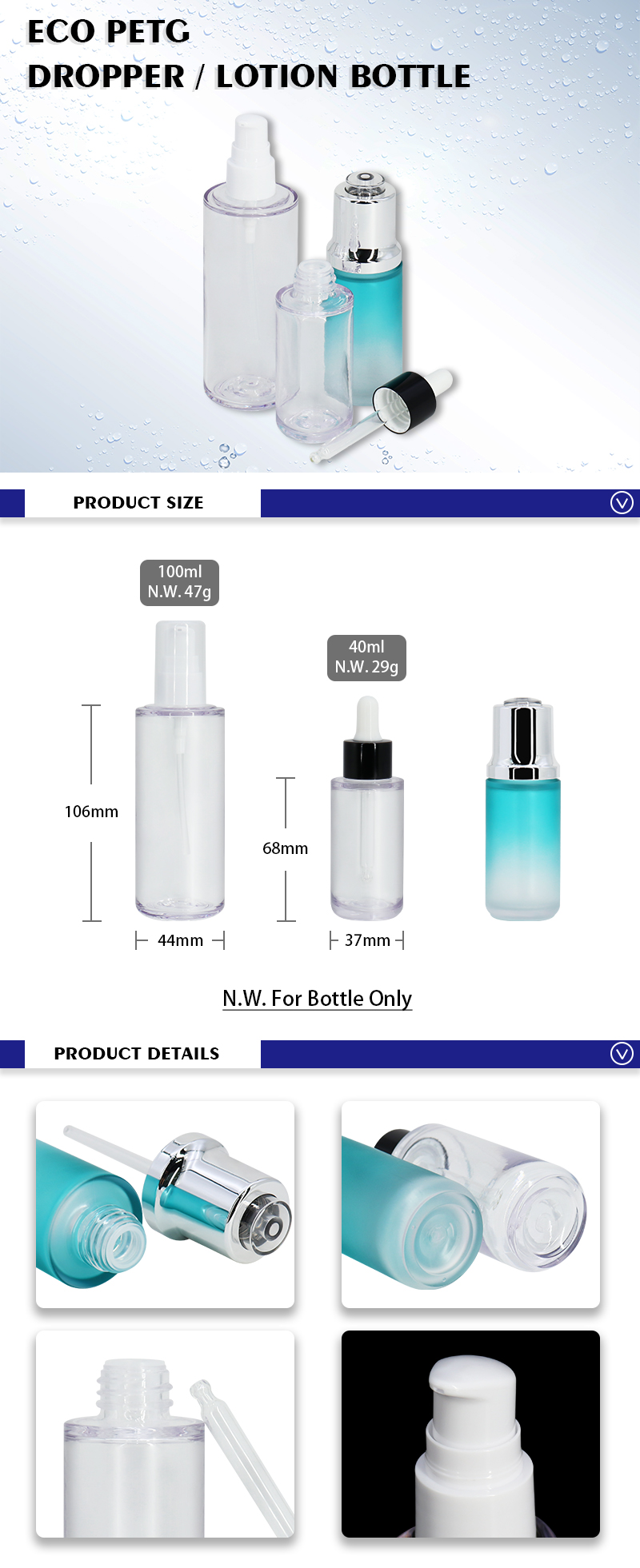 Serum Dropper Bottles For Cosmetics