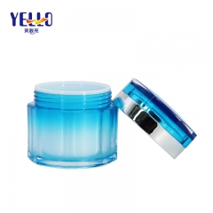 Luxury Gold Blue Acrylic Cream Cosmeitc Jars Wholesale , 95g Double Wall Face Cream Empty Container