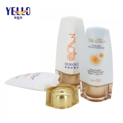 50ml PE Plastic Sunscreen Cream Lotion Bottles / Empty Nozzle Bottles With Acrylic Lids