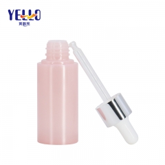 25ml Pink Face Oil Serum Bottles With Dropper / Cylinder Serum Pump Bottle For Cosmetics