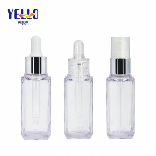 Eco Friendly Plastic Dropper Bottle For Skincare Cream / Thick Wall Square 40ml Serum Lotion Pump Bottles