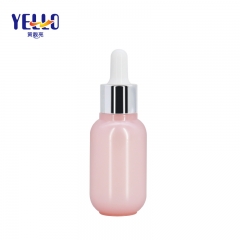 25ml Pink Skincare Cream Serum Cosmetic Bottles With Silver Dropper
