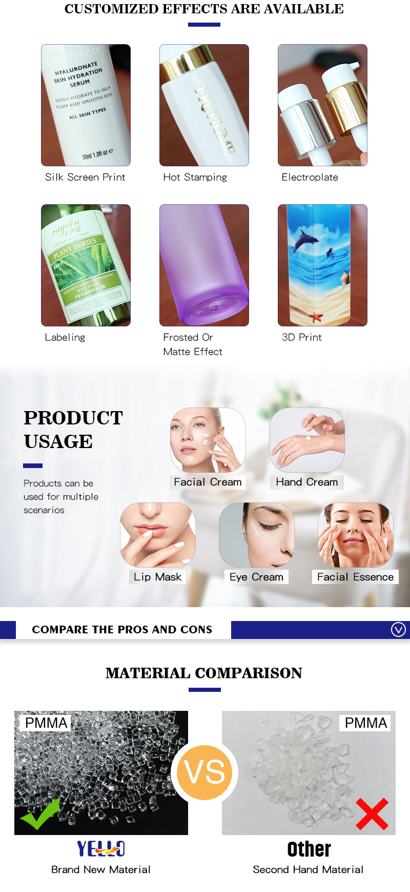 Shinny Fancy Acrylic Bottles For Lotion 30ml 60ml , Empty Plastic Skincare Packaging Wholesale