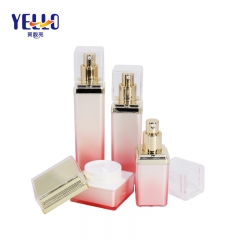 High Luxury Square Cosmetic Lotion Bottle And Cream Jars , PMMA Plastic Empty Cosmetic Packaging